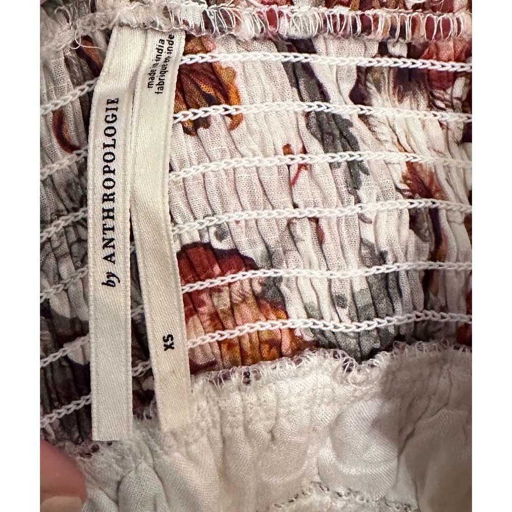 Anthropologie White Floral Tiered Maxi Dress with Red and Blue Accents - Picture 7 of 11